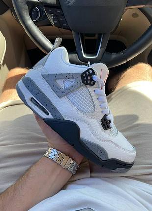 Nike air jordan 4 white black, кроссовки мужские найк джордан 4, чоловічі кросівки найк джордан