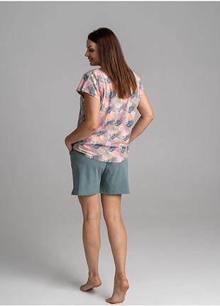Комплект жіночий шорти і футболка листя 114312 фото