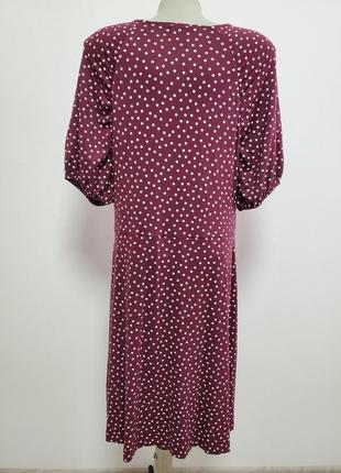 Дуже красиве брендове трикотажне віскозне плаття колір бургунді в горошок5 фото