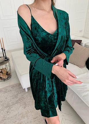 Жіночий набір халат та сорочка, комплект халат та ночнушка, комплект для сну