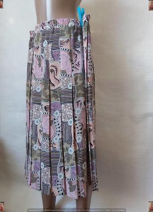 Новая мега красивая юбка миди плиссе в нежном принте цветов, размер 3-4хл4 фото