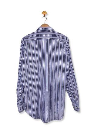 Полосатая брендовая люксовая рубашка etro milano в полоску versace zegna ferragamo loro piana 43 l2 фото