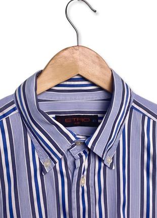 Полосатая брендовая люксовая рубашка etro milano в полоску versace zegna ferragamo loro piana 43 l5 фото