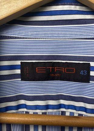 Полосатая брендовая люксовая рубашка etro milano в полоску versace zegna ferragamo loro piana 43 l8 фото
