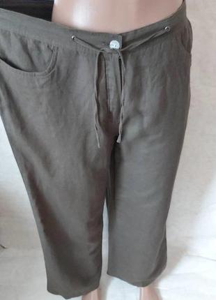 Новые лёгкие летние штаны на 55 % лен и 45%хлопок сдержаного цвета хаки, размер 3хл5 фото