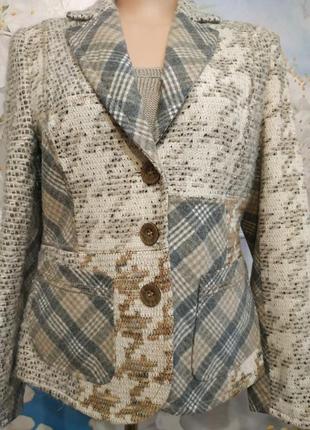 Роскошный теплый пиджак блейзер с накладными карманами 40% шерсти 14р.румыния3 фото