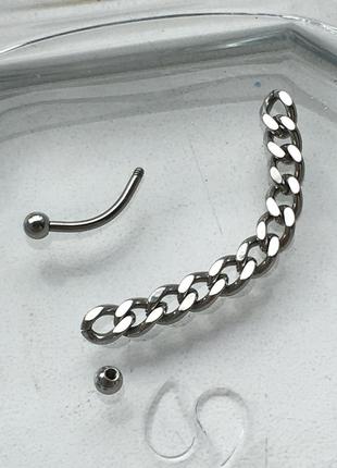 Сережка серьга серёжка с цепью цепочкой для пирсинга крыла носа в нос ...