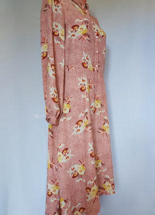 Нежное платье-миди с длинным рукавом m&s (размер 14-16)4 фото