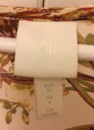 Длинное цветастое  платье в олеандры h&m 34 размер из плотной вискозы с длинным рукавом 8