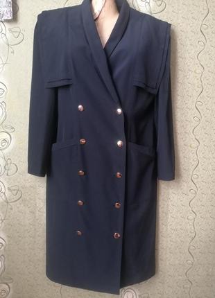 Винтажное двубортное платье пиджак с карманами в составе шерсть.1 фото