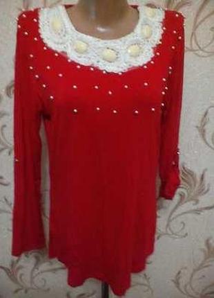 Дуже гарна кофта, туніка, блуза ,, мереживо+перли... м, л
