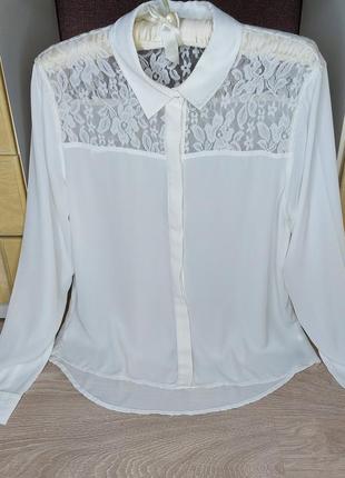 Шифонова блуза з мереживом.1 фото
