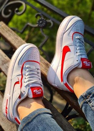 Жіночі кросівки nike air force 1 shadow white red2 фото