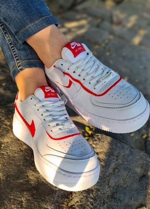 Жіночі кросівки nike air force 1 shadow white red7 фото