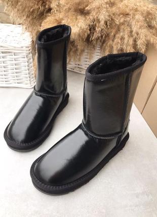 Новые базовые теплые зимние кожаные угги ботинки сапоги на низком ходу натуральная кожа4 фото