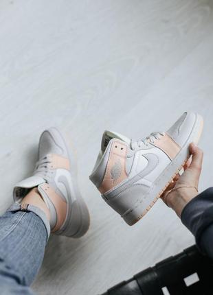 Жіночі кросівки nike air jordan 1 high grey/orange/  женские кроссовки найк аир джордан5 фото