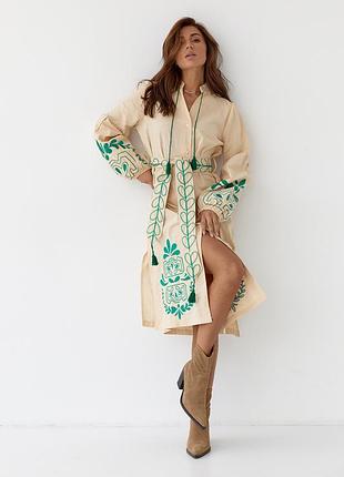 Жіноча сукня-вишиванка, сукня халат вишиванка, оздоблена вишивкою, жіноча вишиванка, сукня з вишивкою, весільна сукня з вишивкою, вишите плаття