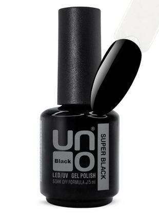 Uno гель-лак для ногтей супер черный/ super black, 15 мл