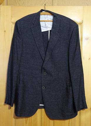 Мягкий темно-серый неформальный льняной пиджак tlapa австрия ( вена) 54  р.
