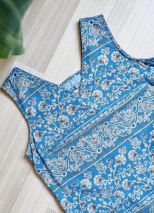 Плаття сукня з льону next сарафан блакитний у квітки етно стиль5 фото