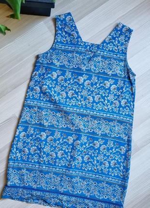 Плаття сукня з льону next сарафан блакитний у квітки етно стиль7 фото