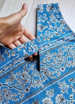 Плаття сукня з льону next сарафан блакитний у квітки етно стиль10 фото