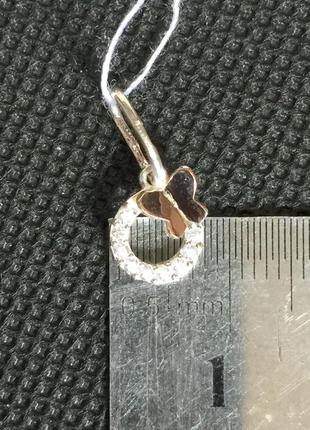 Новая серебряная подвеска бабочка зол.пластины куб.цирконий серебро 925 пробы4 фото