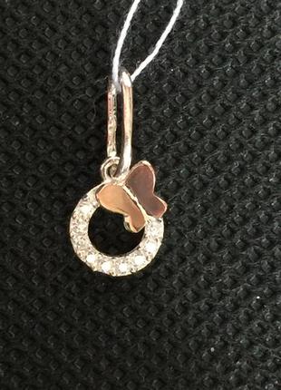 Новая серебряная подвеска бабочка зол.пластины куб.цирконий серебро 925 пробы5 фото