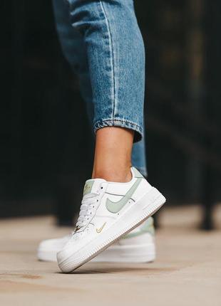 Кросівки жіночі nike air force 1 white - green/кроссовки женские найк