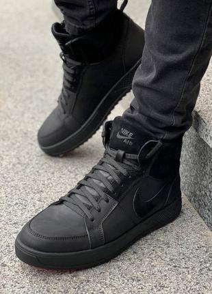 Зимние кожаные кроссовки на меху nike air force winter5 фото