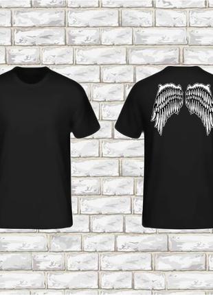 Футболка черная с принтом сзади "крылья ангела" push it