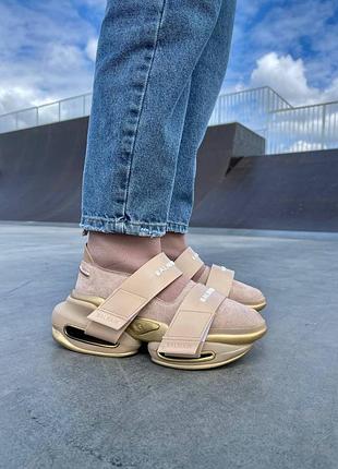 Черевики жіночі balmain b-bold sneakers beige/ботинки женские балмайн б болд