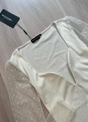 Новое с биркой белое шикарное боди блузка в горошек нове з біркою біле боді блуза в сітку горох plt7 фото