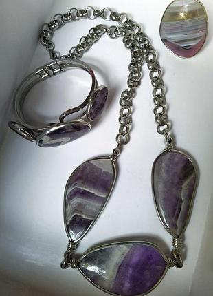 Набор украшений комплект набір прикрас агат натуральний