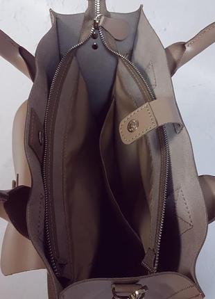 Жіноча сумка шоппер, натуральна шкіра, латте матова6 фото