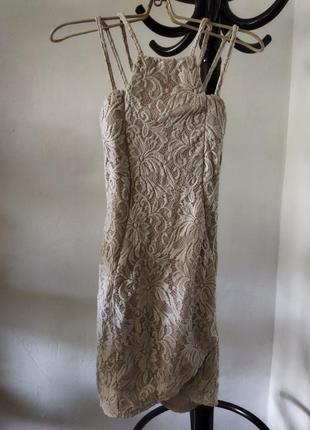 Платье мини кремовое кружевное1 фото