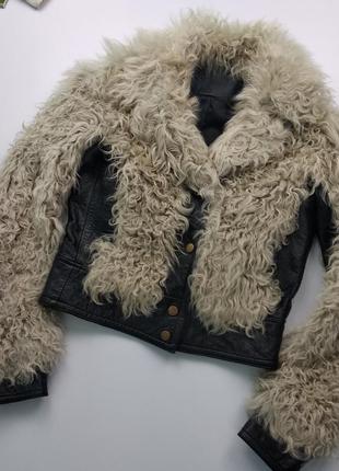 Крутая кожаная куртка topshop с овчиной xs-s1 фото