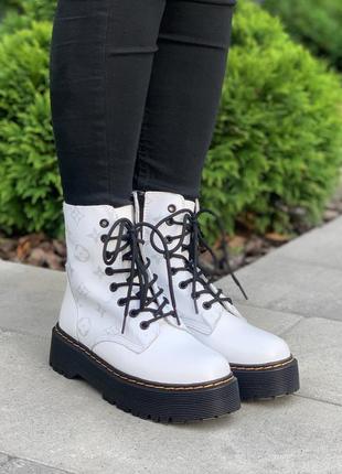 🔥ботинки женские кожа dr. martens x lv jadon white6 фото