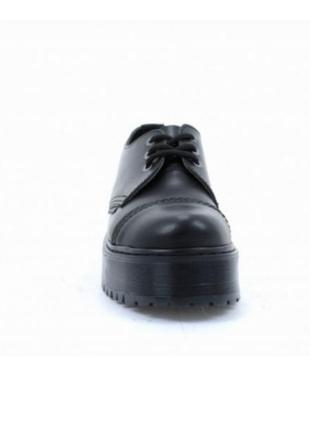 Туфлі черевики на платформі steel 101/als-cz3/b black leather platform plat stack knu стильний сталь3 фото