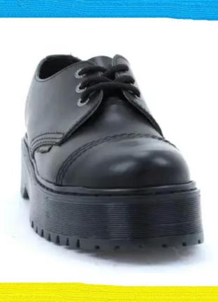 Туфлі черевики на платформі steel 101/als-cz3/b black leather platform plat stack knu стильний сталь6 фото