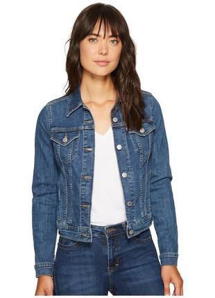 Синя щільна джинсова куртка жіноча коротка з кишенями levis1 фото
