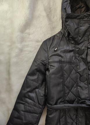 Черный зимний пуховик куртка длинная теплая пальто с поясом капюшоном пальто cop.copine9 фото