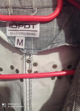 T24. бавовняна джинсова idpdt оригінал куртка на металевому замку змійці з кишенями кнопками бавовна4 фото
