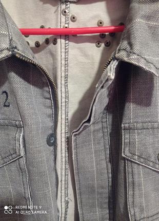 T24. бавовняна джинсова idpdt оригінал куртка на металевому замку змійці з кишенями кнопками бавовна7 фото