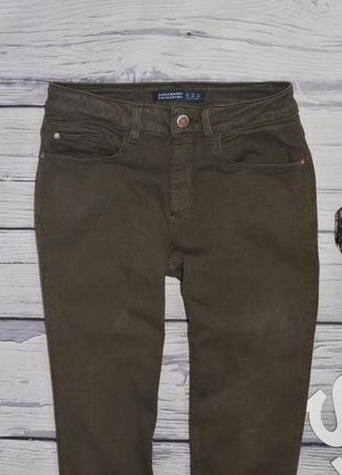 Xs-s/36/04 фірмові дуже якісні вузькі штани джинси оливкові хакі zara зара оригінал підліткові3 фото