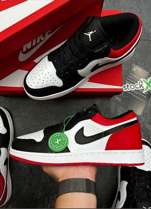 Чоловічі кросівки nike air jordan low black red white x, чоловічі шкіряні кеди
