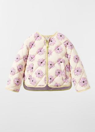 Zara стеганая куртка с цветочным принтом размер 11-12 рост 152см