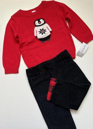 Костюм carters 2-piece penguin sweater & flannel pant set