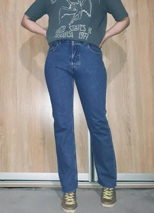 Синие плотные ровные прямые джинсы на болтах levis topshop mango3 фото