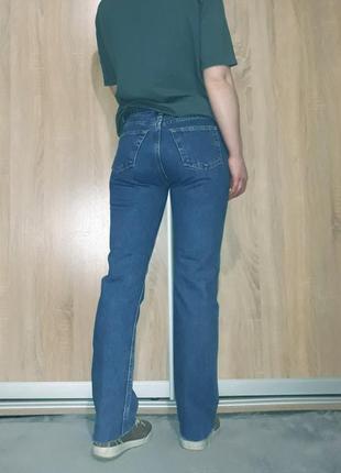 Синие плотные ровные прямые джинсы на болтах levis topshop mango4 фото